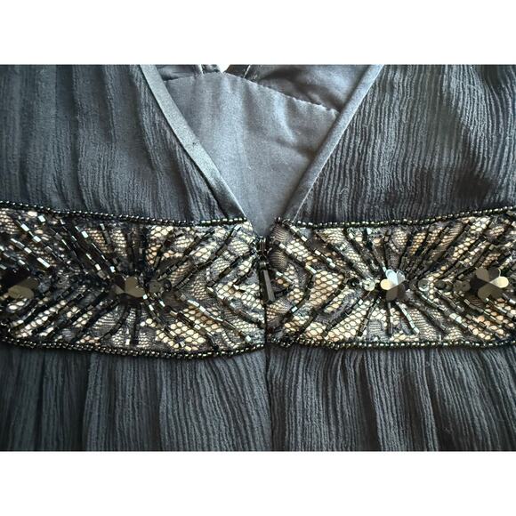 Rebecca Taylor Y2K Silk Knee Length Dress Women’s Size 2 Black Romantic - Picture 5 of 6
